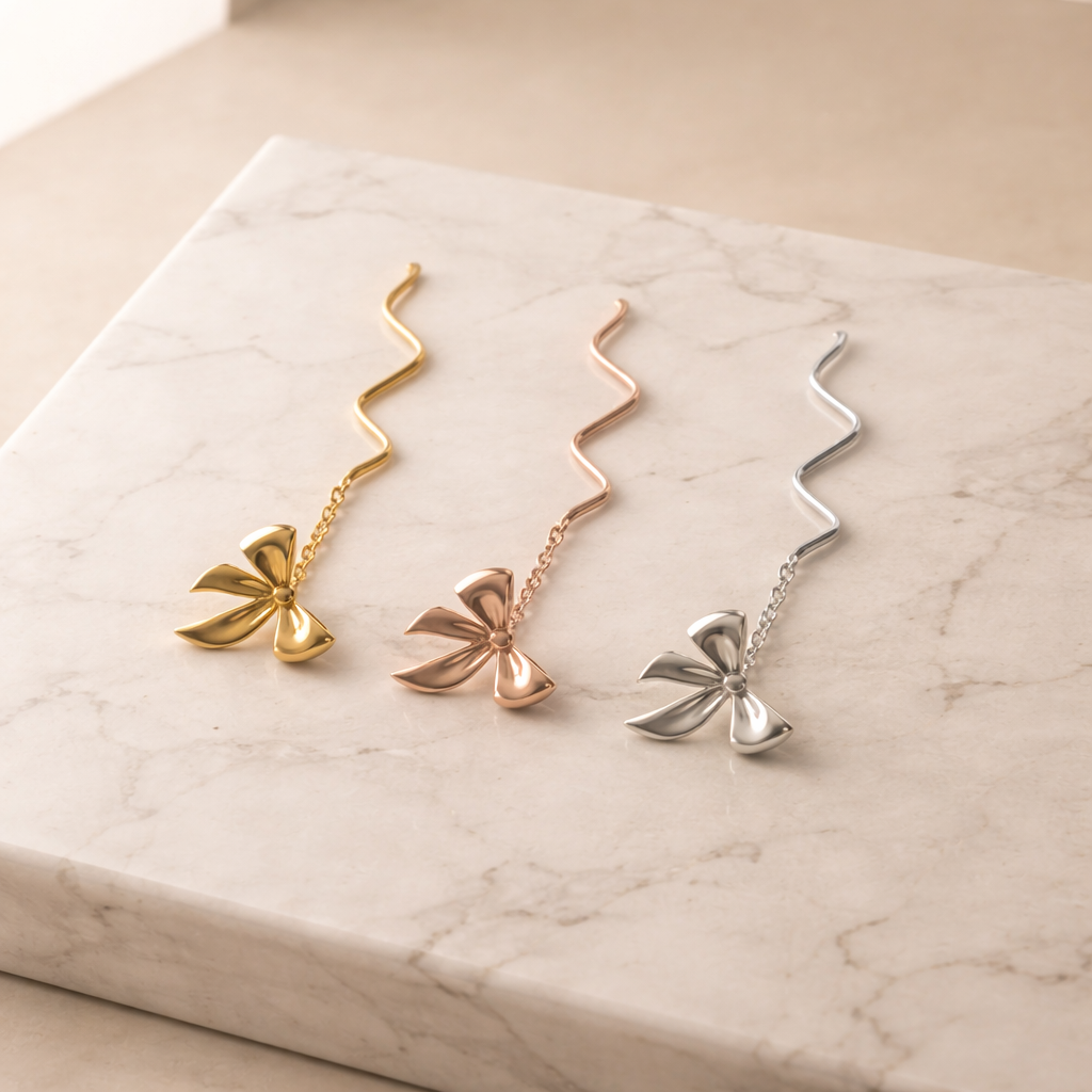 925 Silver Bow tie Earrings