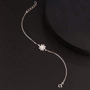 Floral 925 silver bracelet displayed on dark background