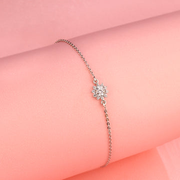 Sunflower 925 silver bracelet displayed on pink background
