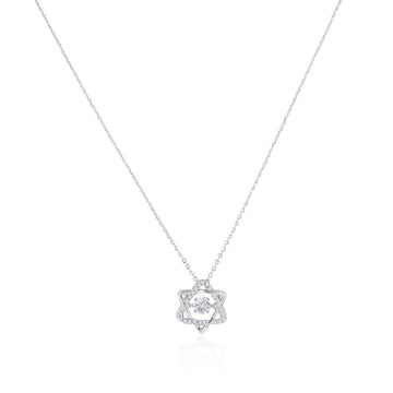 Front view of twisted star 925 silver pendant with sparkling CZ center stone