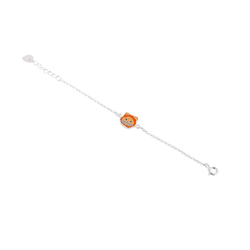 Lion charm kids bracelet in 925 silver with adjustable chain.
