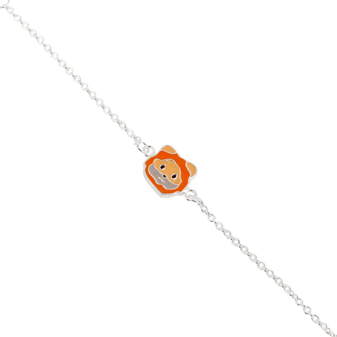 Lion charm kids bracelet in 925 silver with adjustable chain.