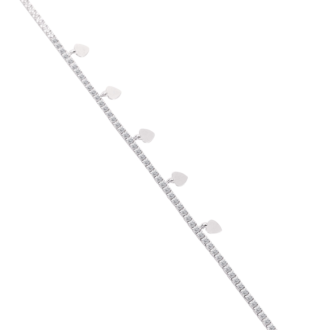 ❤️ 925 Silver Tennis Bracelet with Heart Charms