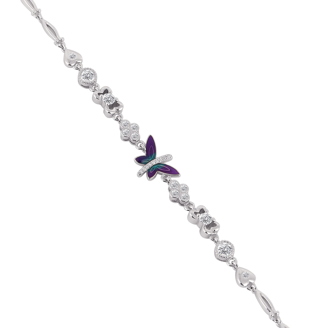 🦋 925 Silver Whimsical Butterfly & Floral Charm Bracelet