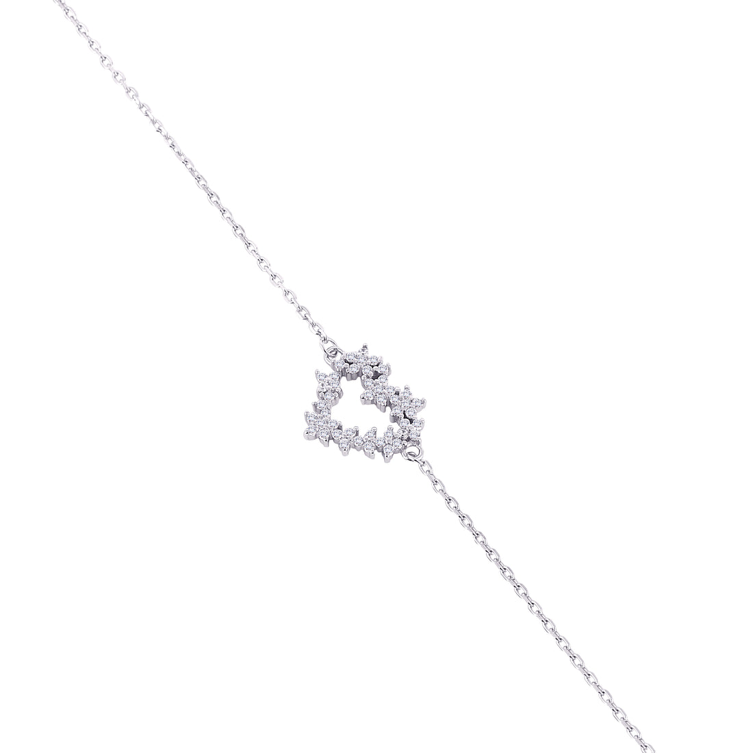 🌸 Dainty Floral Heart 925 Silver Bracelet