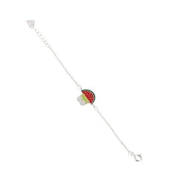 Watermelon charm kids bracelet in 925 silver with adjustable chain.