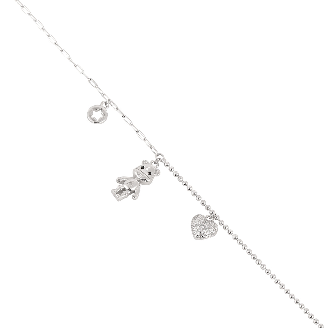 Sweetheart Teddy Charm Bracelet in 925 Silver 🧸