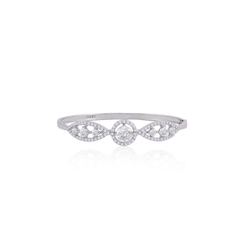 Marquise and round cubic zirconia 925 silver bracelet with delicate cluster design.