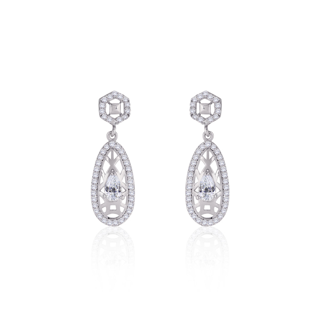 Dazzling  Pear Drop 925 silver Earrings