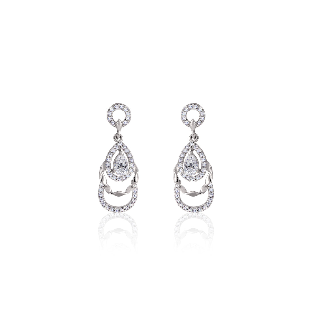 💧 925 Silver Triple-Layer Teardrop Dangle Earrings
