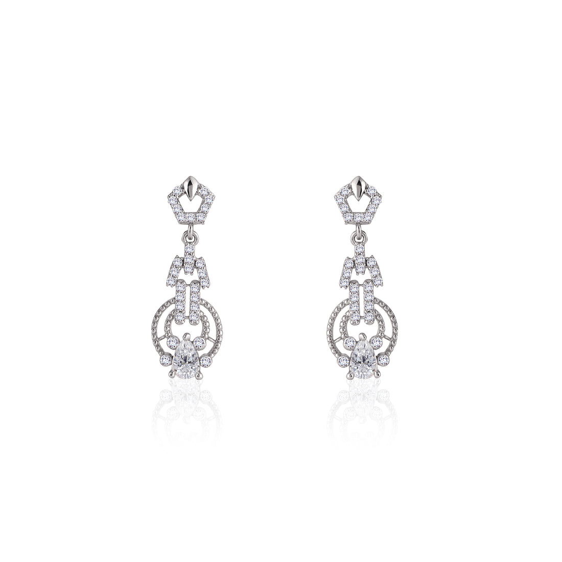 👑 925 Silver Regal Crown Dangle Earrings