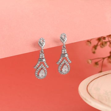 925 Silver Art Deco Pear Drop Earrings