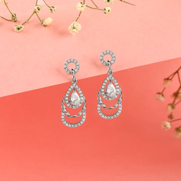 💧 925 Silver Triple-Layer Teardrop Dangle Earrings