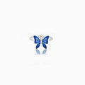 Sterling silver blue enamel butterfly adjustable ring