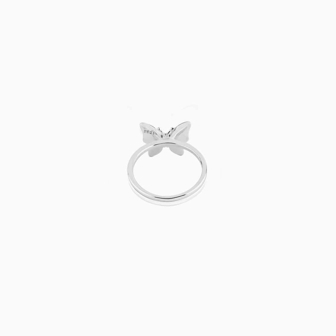 Sterling silver blue enamel butterfly adjustable ring