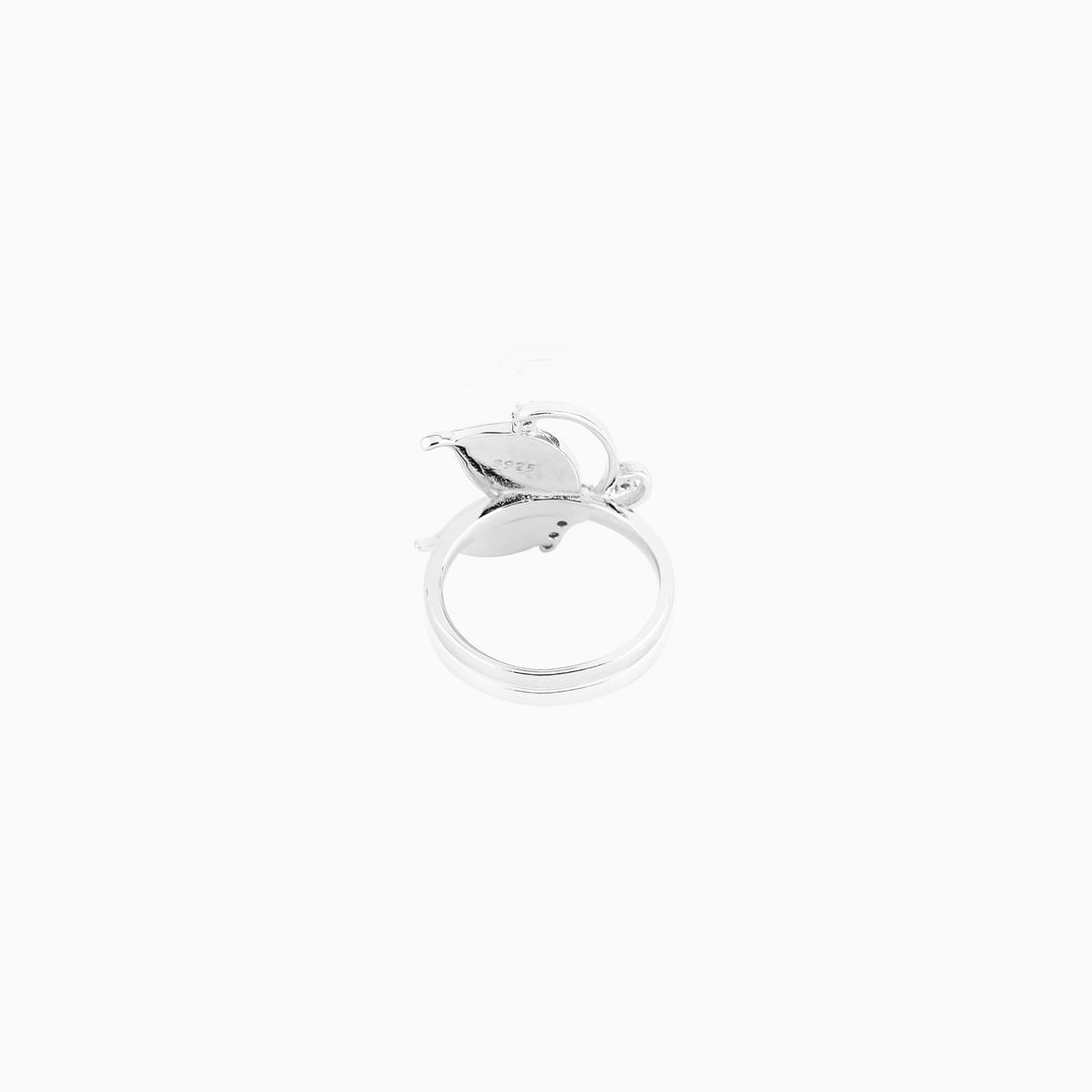 Sterling silver yellow and green enamel butterfly adjustable ring