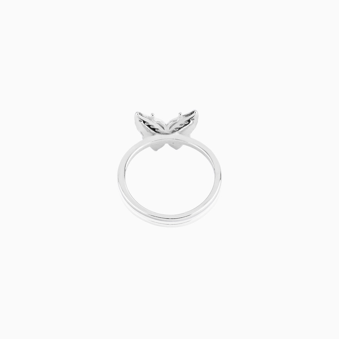 Sterling silver blue enamel butterfly adjustable ring