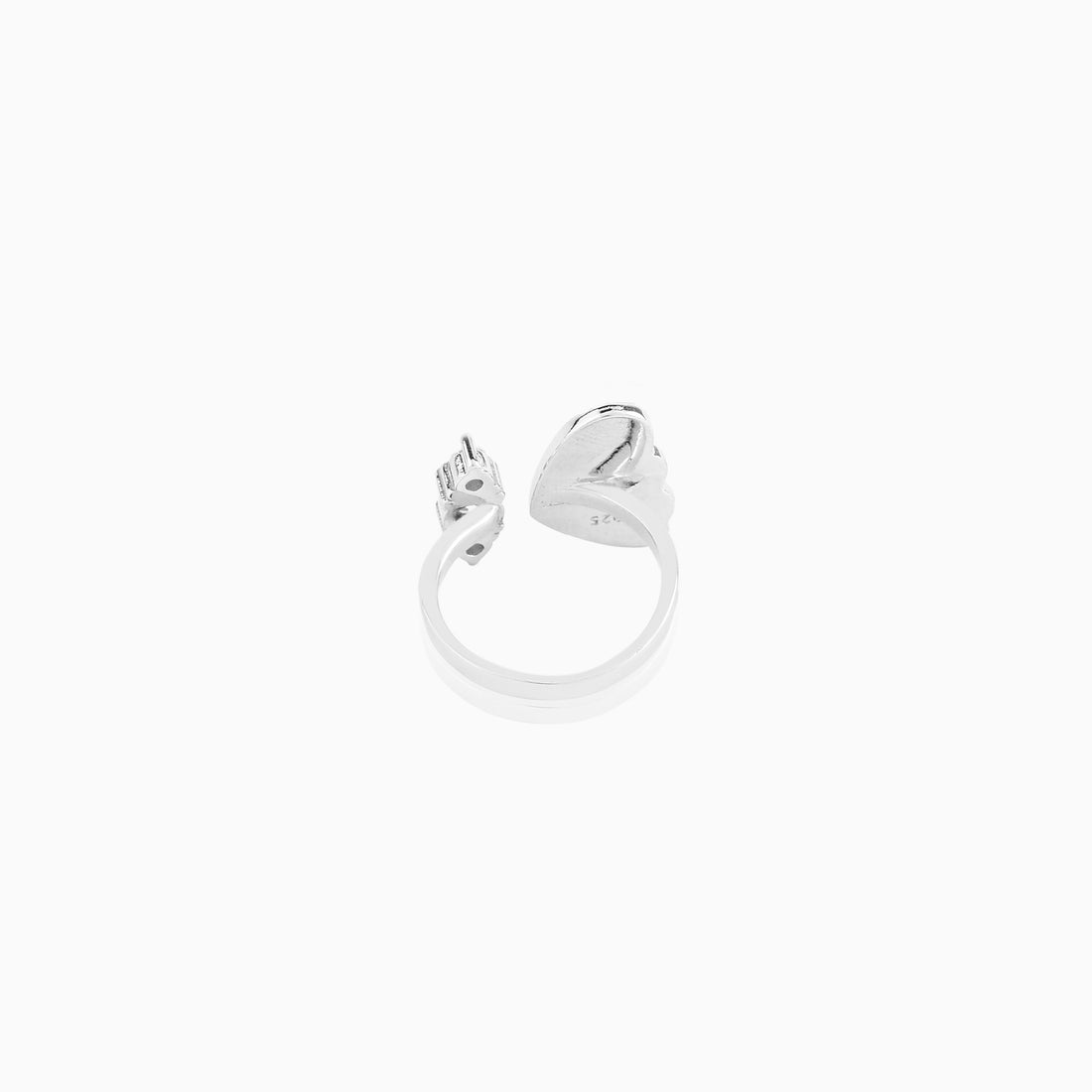 Sterling silver green and blue enamel heart adjustable ring