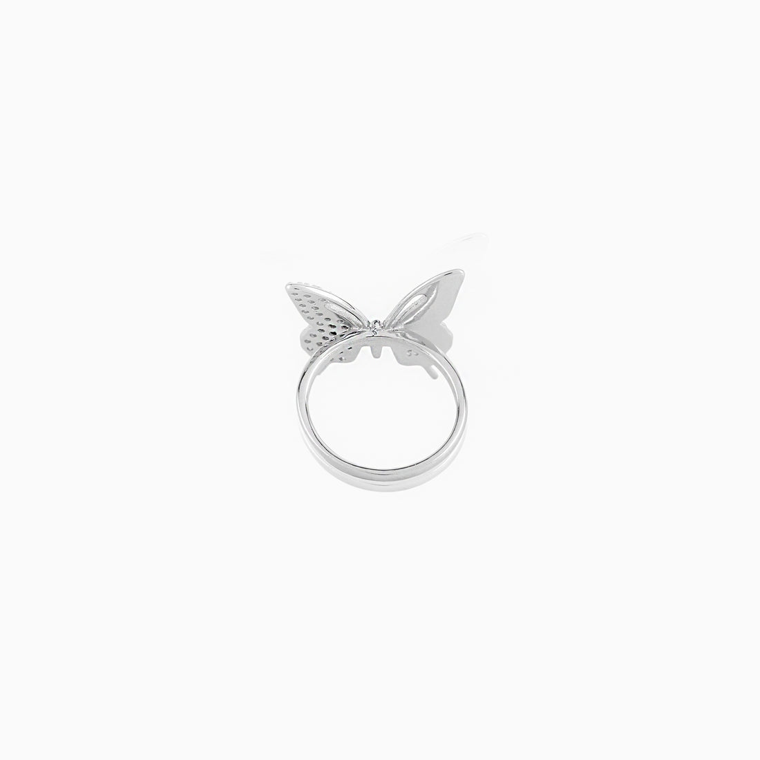 925 silver blue enamel and crystal butterfly ring