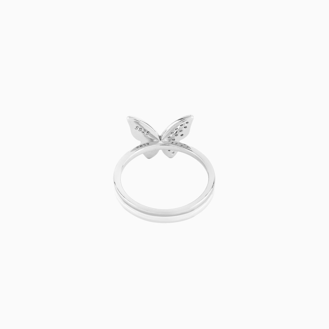 925 silver butterfly enamel crystal adjustable ring