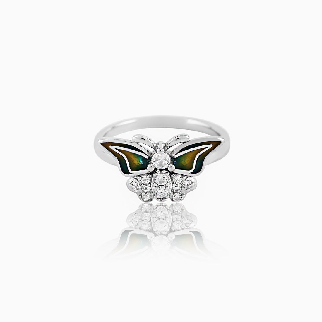Emerald Bloom Butterfly Ring