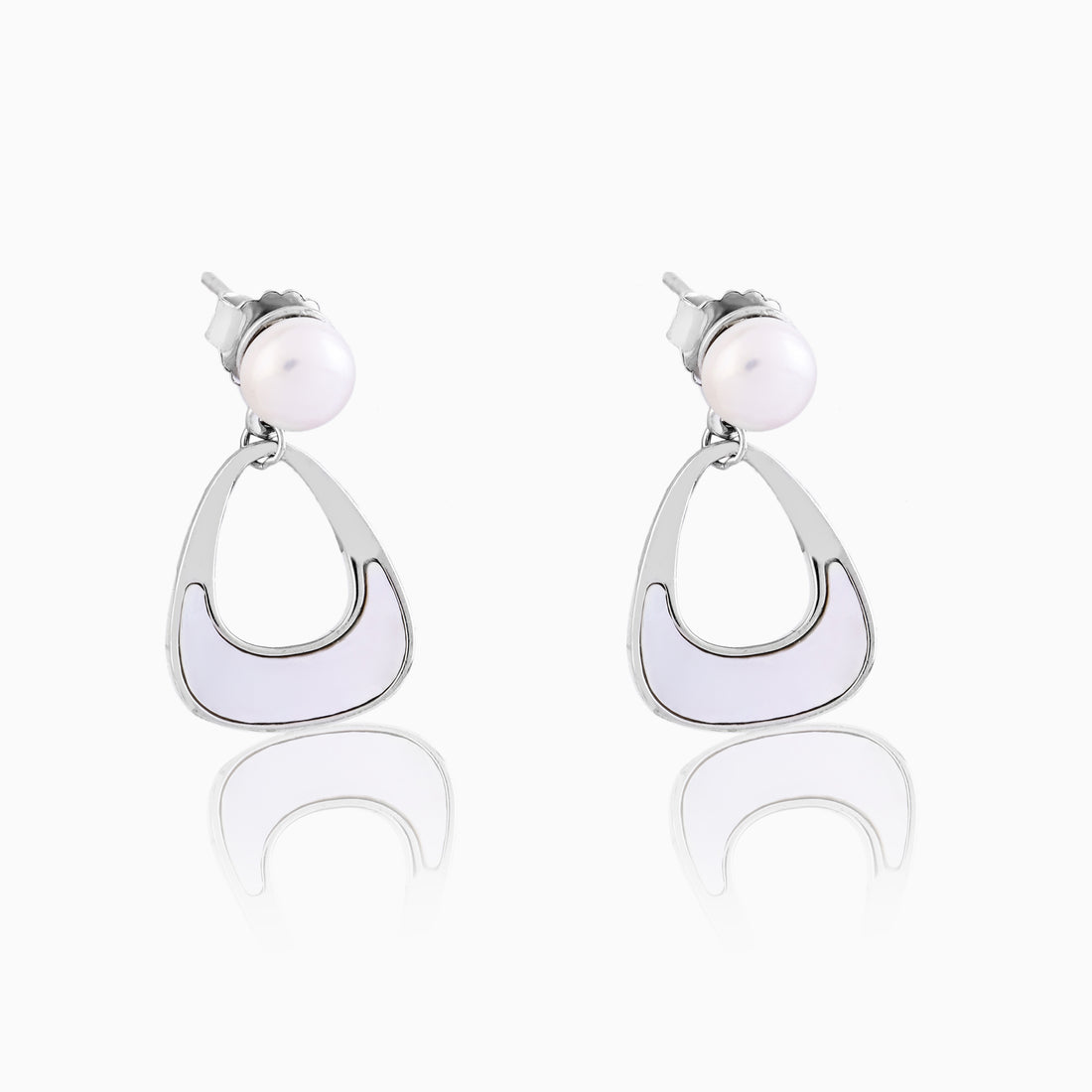 🌊 Minimalist White Shell 925 Silver Dangle Earrings