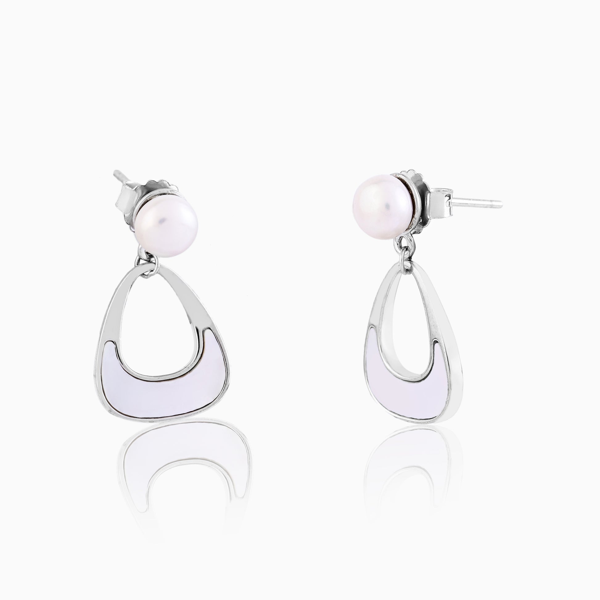 Sterling silver white shell drop earrings