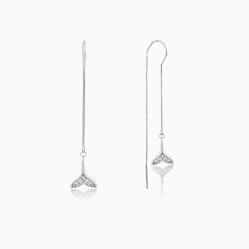 925 silver mermaid tail threader drop earrings
