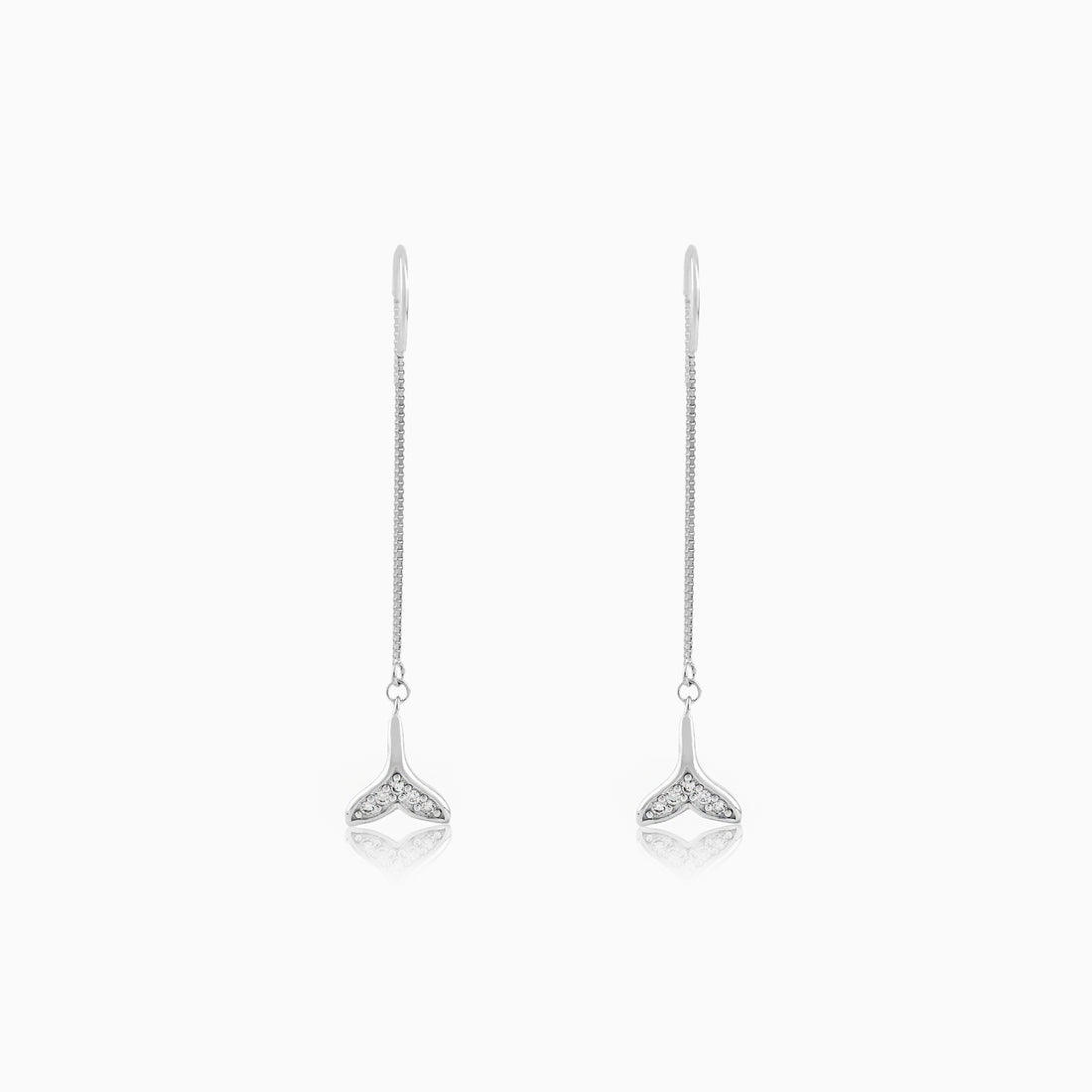 925 silver mermaid tail threader drop earrings