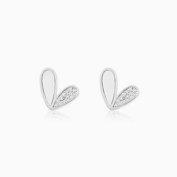 925 silver asymmetric heart stud earrings