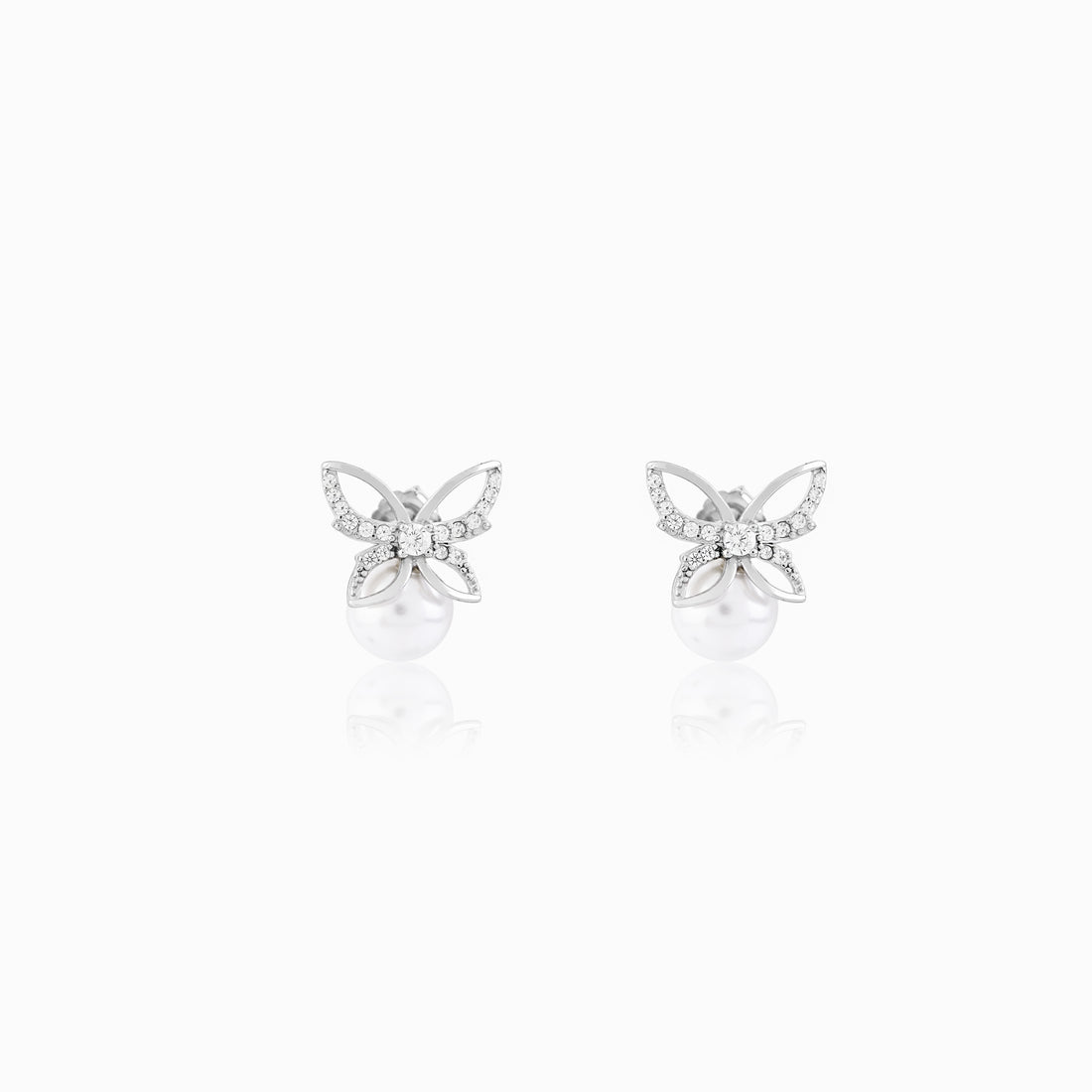 925 silver bow design pearl earrings