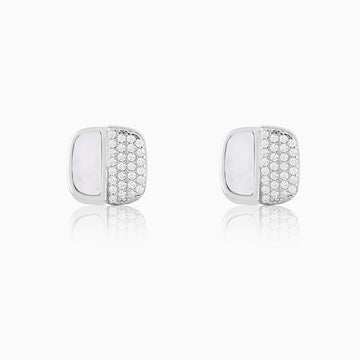 925 silver pavé and mother of pearl stud earrings