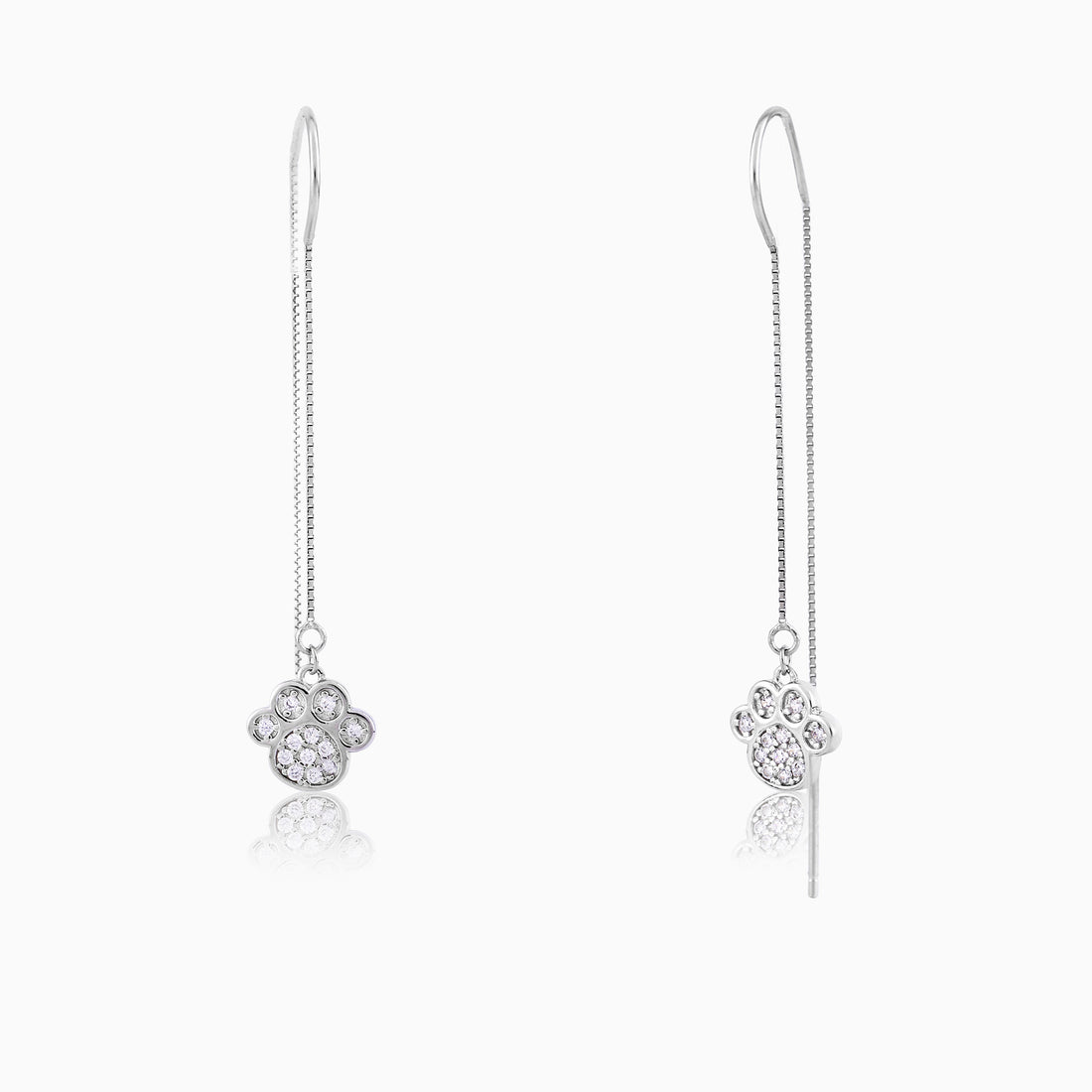 💖 925 Silver Cute Paw Print Threader Earrings