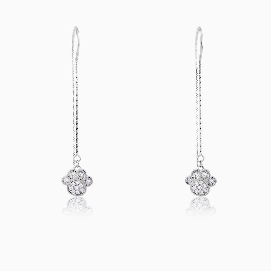 925 silver cubic zirconia paw print earrings
