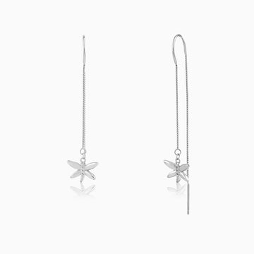 Sterling silver dragonfly threader dangle earrings