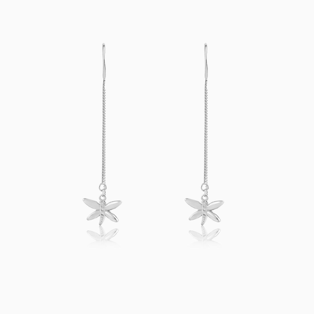 Sterling silver dragonfly threader dangle earrings