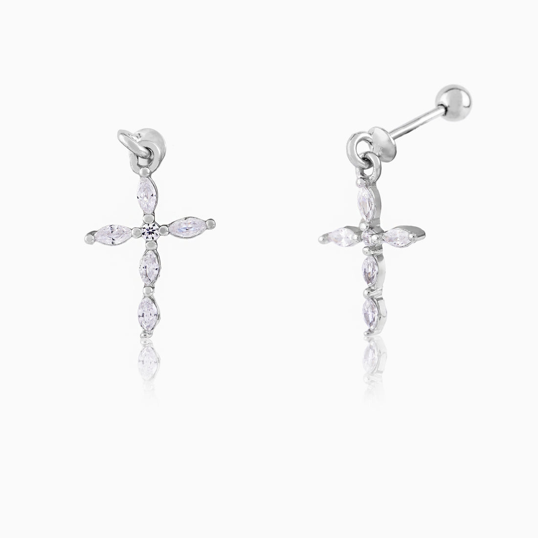 ✨ 925 Silver Sparkling Cross Elegance Earrings