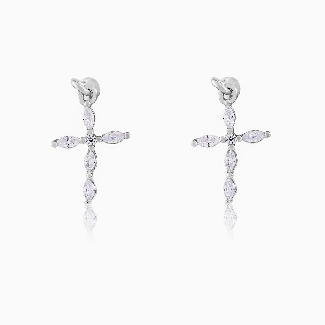 925 silver cross design bugadi earrings