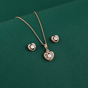 💖 Elegant 925 Silver Rose Gold Heart Pendant Set