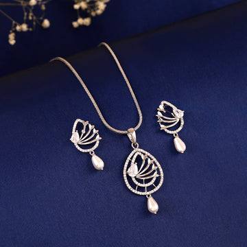 🌟 925 Sterling Silver Elegant Pearl Drop Necklace Set