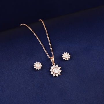 ✨ Floral Blossom 925 Silver Rose Gold Jewelry Set