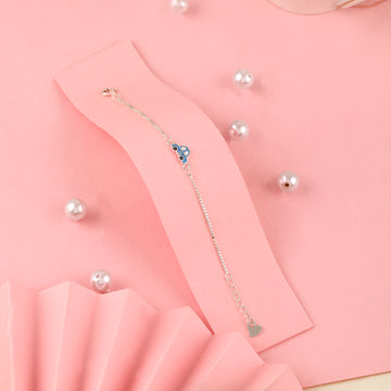 🚗 925 Silver Blue Car Kids Bracelet