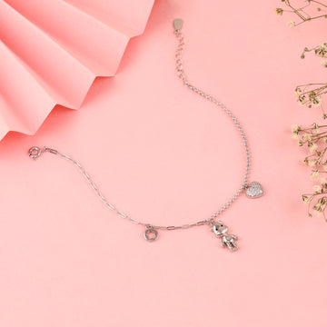 Sweetheart Teddy Charm Bracelet in 925 Silver 🧸