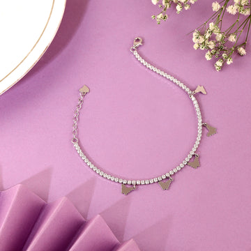 🦋 925 Silver Pave Bracelet with Butterfly Charms