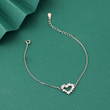 🌸 Dainty Floral Heart 925 Silver Bracelet