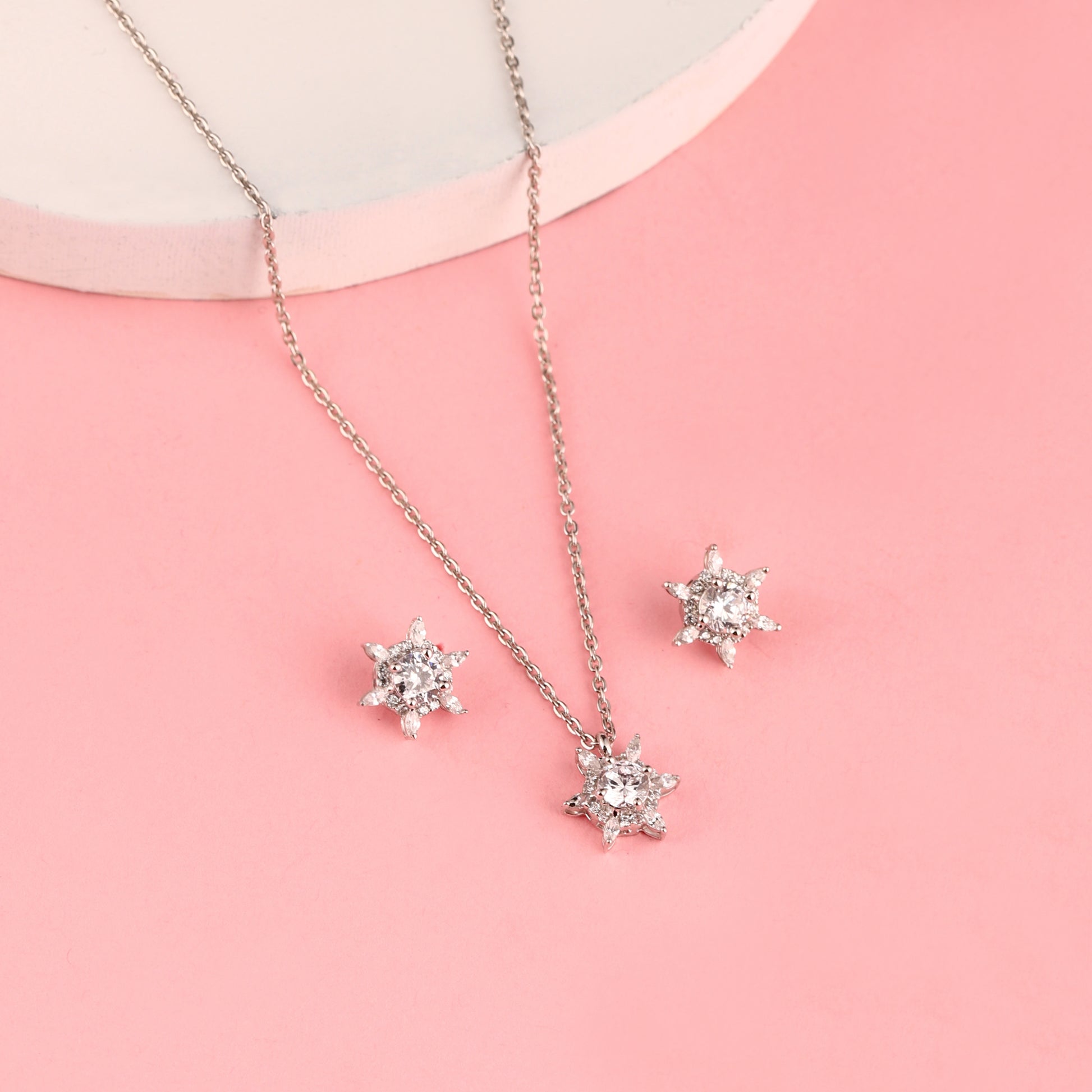Celestial Starburst Pendant Set in 925 Silver with Zircon