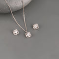 925 silver geometric baguette pendant set with zircon stones on grey background