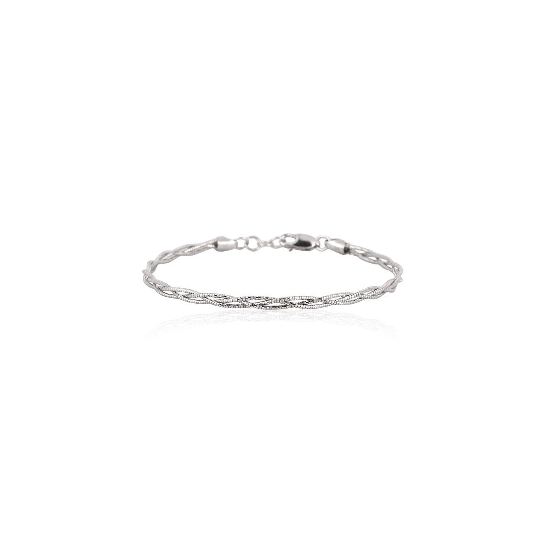 Classic twisted rope 925 silver bangle with polished finish.