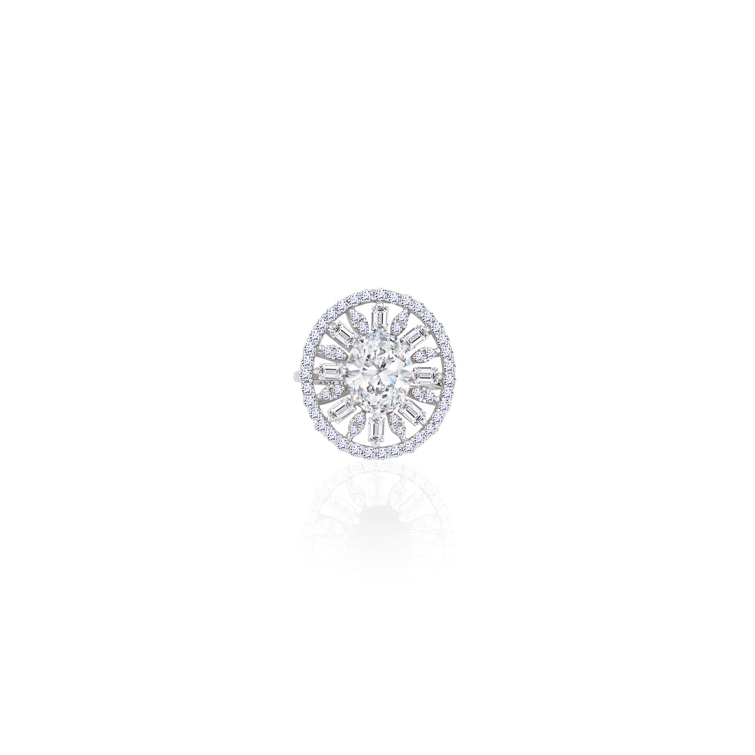 925 Silver The Majestic Oval Sunburst Ring Collection