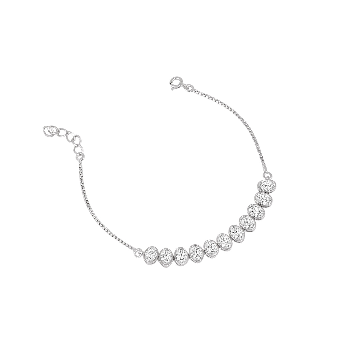 925 silver oval cut stone bracelet with sleek box chain